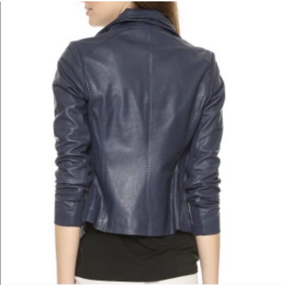 Vince Lambskin Leather Scuba Draped Moto Jacket - Picture 11 of 16